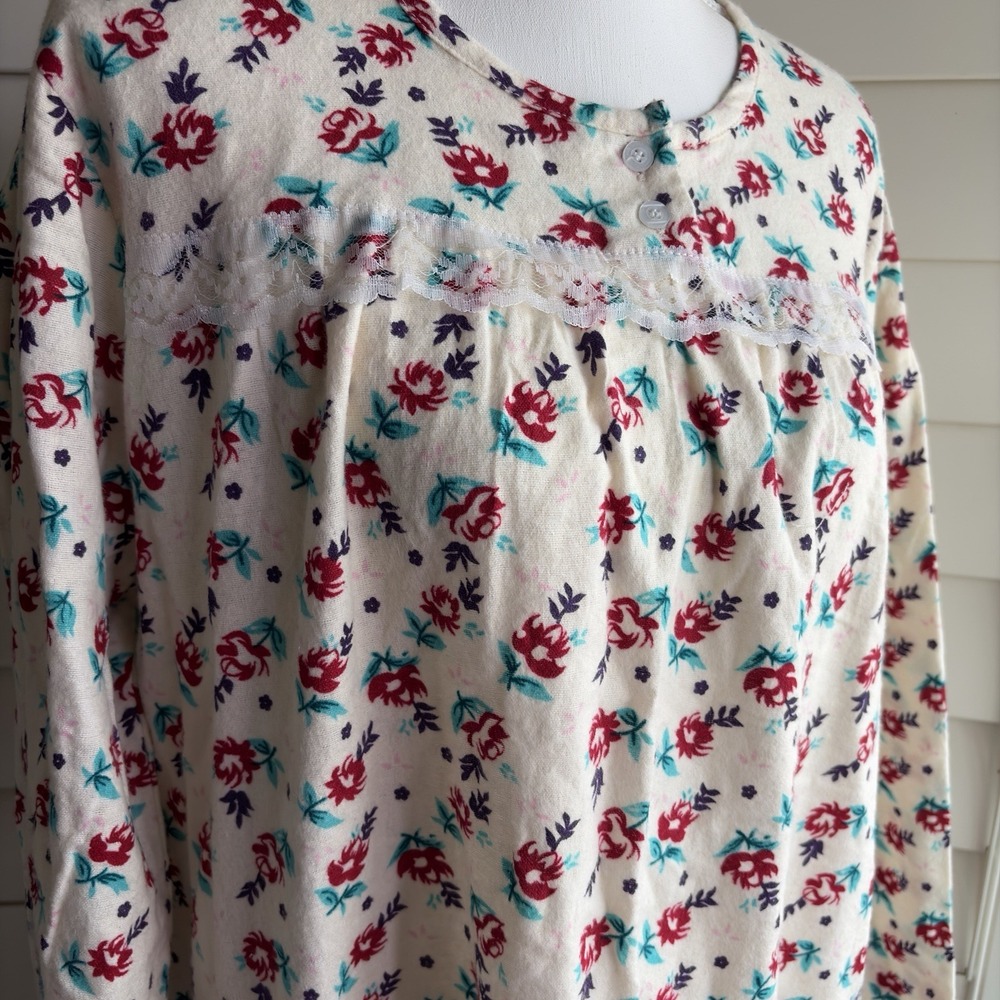 Cozee Corner Women L Nightgowns Sleepwear 100% Cotton Flannel Long Sleeve Dress